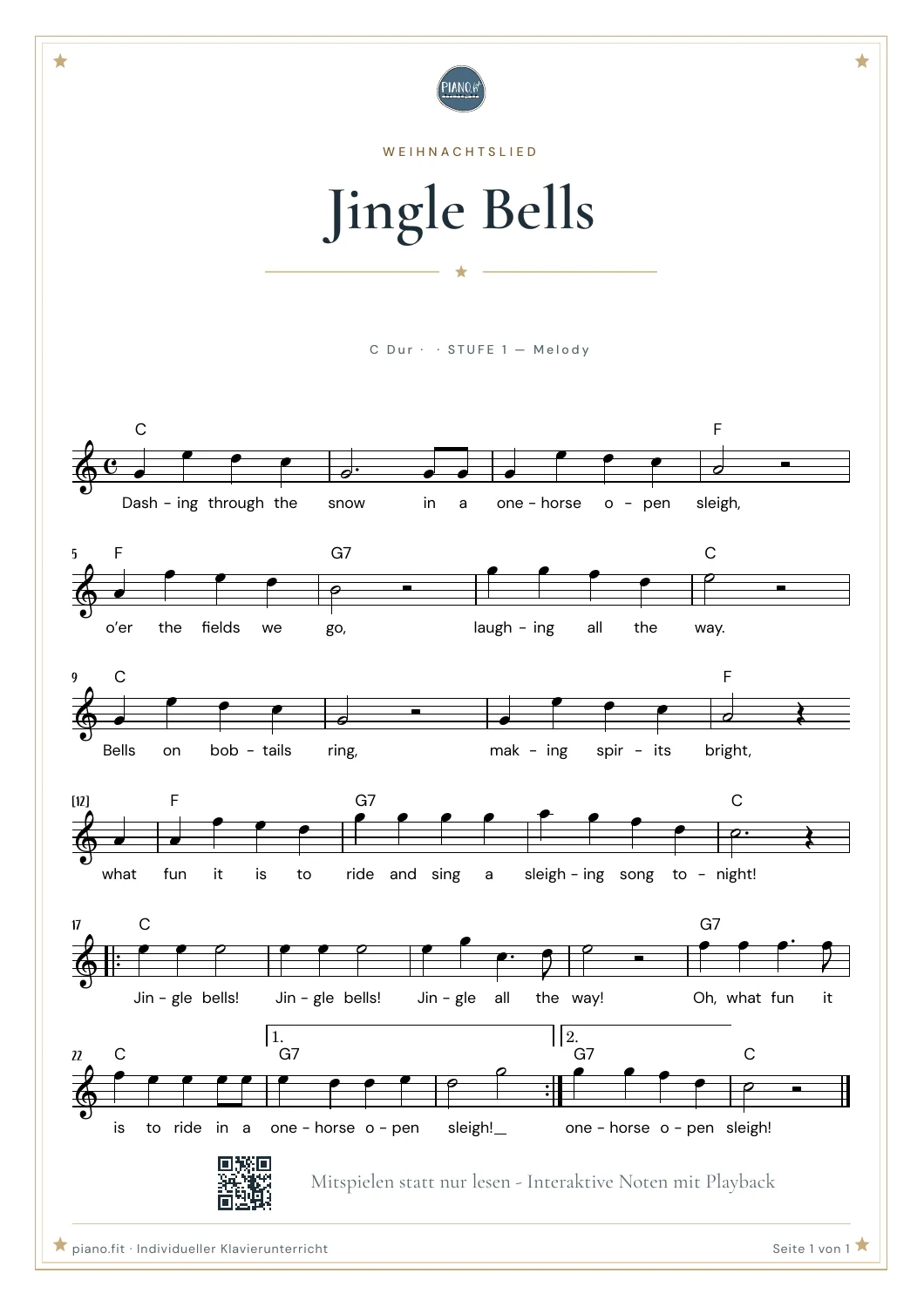 Erste Notenseite von Jingle Bells