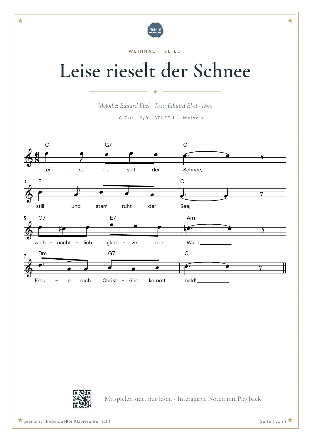 Notenausschnitt aus Leise rieselt der Schnee